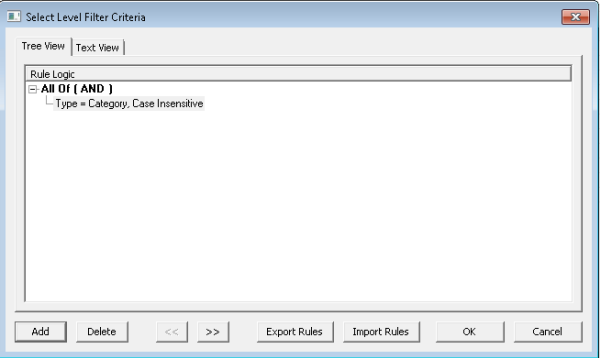 Select Level Filter Criteria